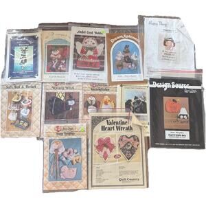 Lot Of 12 Vintage Patterns Primitive Craft Doll‎ Quilt Holiday Home Decor T68